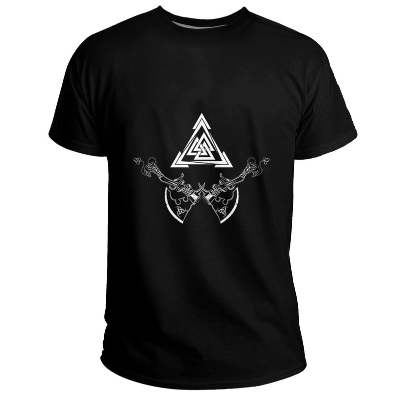 Custom Valknut Two Axes Basic TShirt Viking T Shirt For Men Women