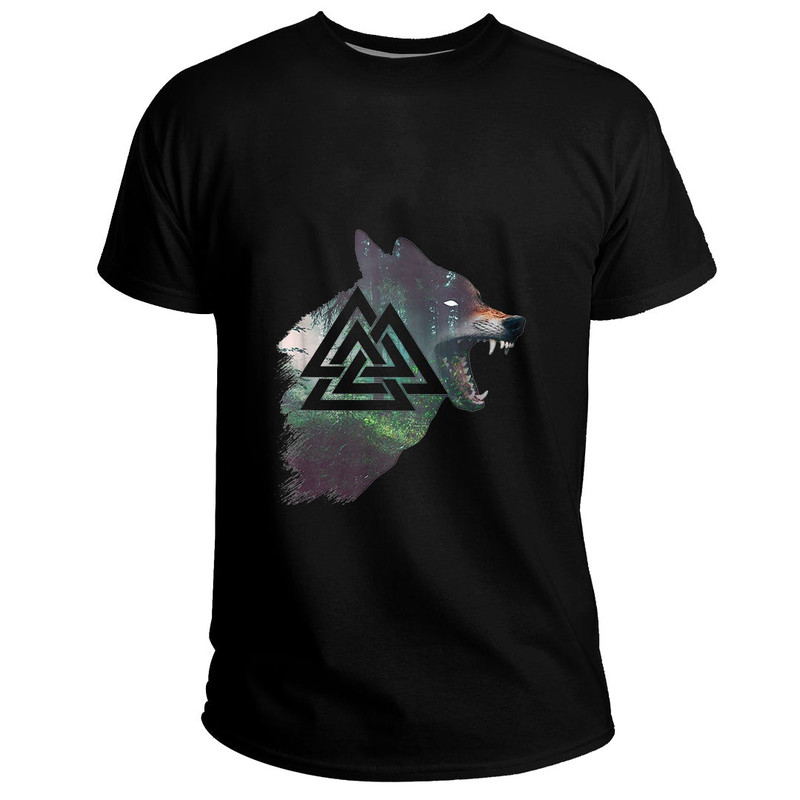 Custom Valknut Symbol Fenrir Wolf Valhalla Norse Viking Warrior Basic TShirt Viking T Shirt For Me