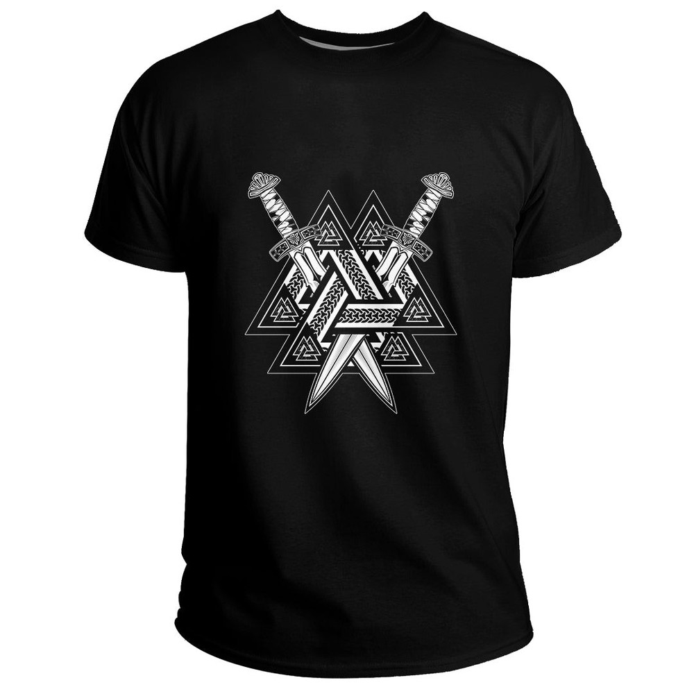 Custom Valknut and Swords Basic TShirt Viking T Shirt For Men Women