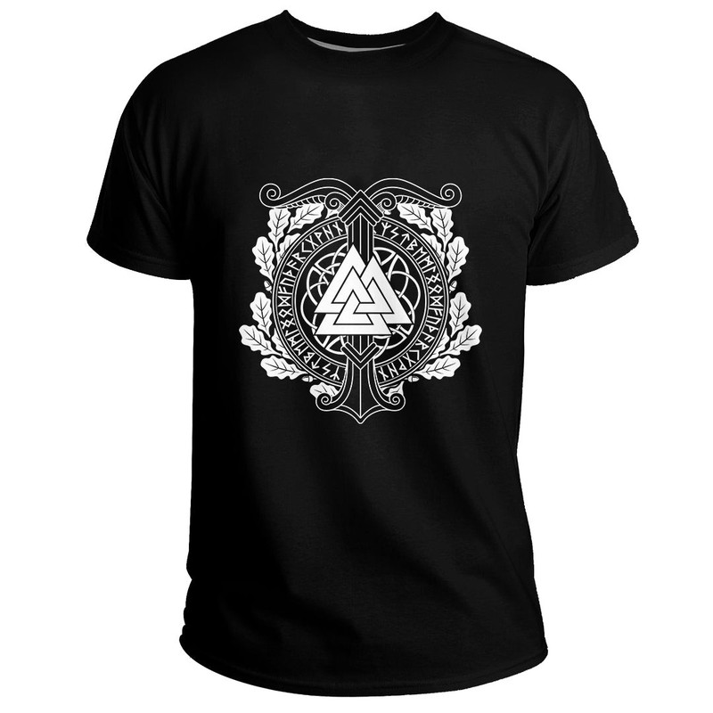 Custom Valknut And Scandinavian Runes Basic TShirt Viking T Shirt For Men Women