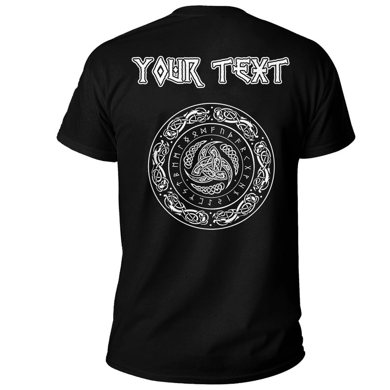 Custom Triple Horn Of Odin And Runes Basic TShirt Viking T Shirt For Men Women
