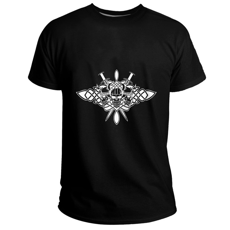Custom The Image Skull In An Ancient Helmet Of And Celtic Patterns Basic TShirt Viking T Shirt For