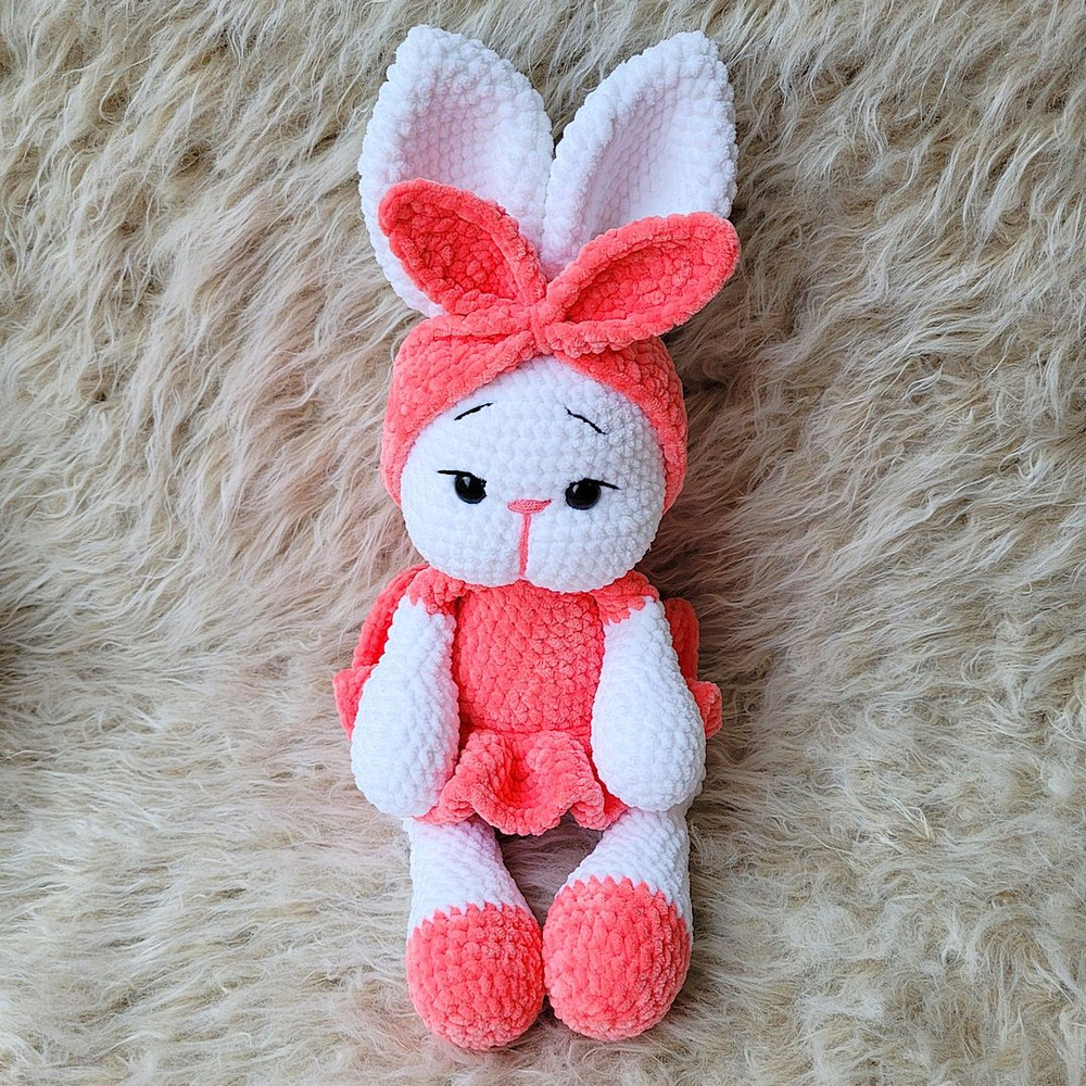 Amigurumi Toy Bunny In Pink Dress Crochet Pattern 8