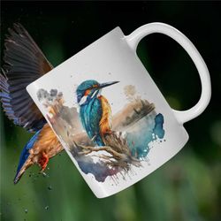 kingfisher mug bird lovers mug bird gift idea wild life gift idea wildlife mug watercolor art kingfisher gift idea kingf