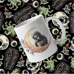 spooky skeleton coffee mug creepy skeleton coffee mug halloween mug chilling haunting eerie witch's brew pumpkin coffee