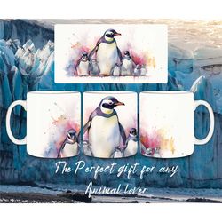 Penguin mug baby penguin mug penguin lovers gift cute animal lover idea bird mug wild life gift idea mug watercolor mug