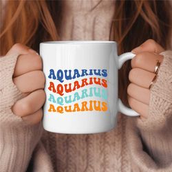 aquarius coffee mug, zodiac birthday gift for her, horoscope ceramic mug
