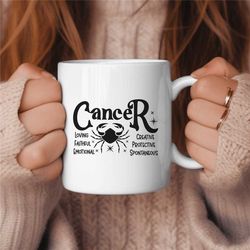 Cancer Coffee Mug, Zodiac Birthday Gift for Her, Horoscope Ceramic Mug