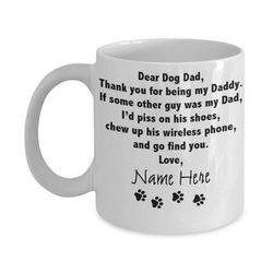christmas gift for dog lover, dear dog dad, personalized dog dad mugs, custom pet coffee mug, dog photo mugs, dog lover