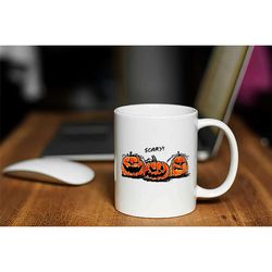 scary pumpkin mug, pumpkins halloween mug, horror mug, horror movie mug, horror mugs, scary mug, halloween mug, funny ha