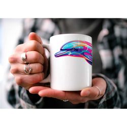 dolphin coffee mug | aquarium mug | marine life | sea life | beautiful watercolor design | nature inspired | fish and oc
