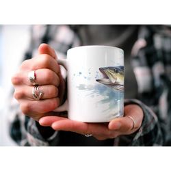 large mouth bass coffee mug | fishing and hunting mug | beautiful watercolor design | nature inspired | gift for fisherm