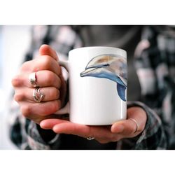 dolphin coffee mug | aquarium mug | marine life | sea life | beautiful watercolor design | nature inspired | fish and oc