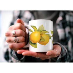 lemons botanical garden mug | boho cottagecore mug | beautiful watercolor design | nature inspired | teacher gift | cute