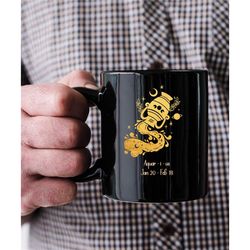 aquarius mug, aquarius gift, zodiac mug, black zodiac mug, gift for her, gift for him, horoscope mug, gift for aquarius,