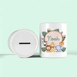 personalised animal money box| children's money box| baby shower| christening gift| newborn keepsake