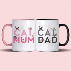 cat mum | cat dad | cat lover | cat gift| mug set |11ozmug