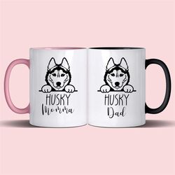 husky dog mum and dad mug gift set 11oz