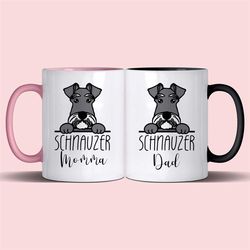 schnauzer dog mum and dad mug gift set 11oz