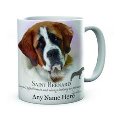 personalised saint bernard dog image on ceramic tea/coffee mug ideal gift