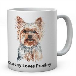 personalised yorkshire terrier dog image on ceramic tea/coffee mug ideal yorkie gift