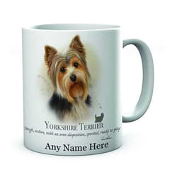 personalised yorkshire terrier dog image on ceramic tea/coffee mug ideal gift