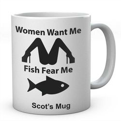 women want me fish fear me personalised mug novelty coffee tea ceramic mug present fishing gift idea secret santa