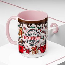 3d christmas hot cocoa inflated coffee mug, north pole christmas mug, puffy xmas mug, christmas vibes mug, christmas gif