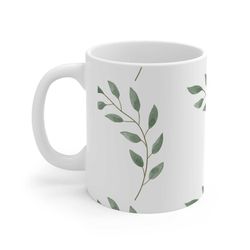 leaves of grass ceramic mug 11oz, simple ceramic coffee cup, coffee cup, coffee mug, cute coffee mug