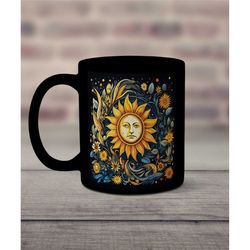 sun mug, floral sun mug, ceramic sun coffee cup, boho sun mug, cottagecore sun mug, cute sun mug, sunshine mug, sun flow