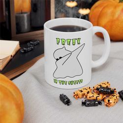 in the sheets ceramic mug 11oz, halloween coffee mug, halloween coffee cup, cute ghost coffee mug, fall drinkware hallow
