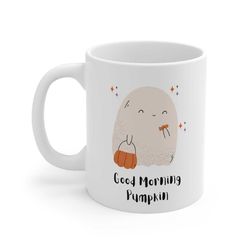 11oz ceramic pumpkin mug, fall pumpkin spice cup, harvest gift for her, autumn morning coffee