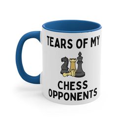 chess lovers ceramic coffee mug, 11-15 oz tea cup, player gift for him her, funny tears of my opponents, joke dad grandp