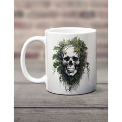 skull mug, skull and ivy mug, skull coffee mug, skull cup, goth mug, human skull mug, skull coffee cup, skull tea cup