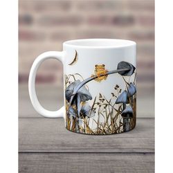 cute frog mug, mushroom mug, frog lover gift, mushroom coffee mug, frog coffee cup, mushroom cup, frog on a mushroom mug