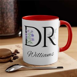 personalized doctor ceramic coffee mug, 11-15 oz tea cup, md gifts for dr woman, new graduation doc appreciation custom