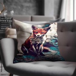 fox pillow, fox throw pillow, unique throw pillow, cute pillow, animal throw pillow, fox nursery decor, toddler pillow,