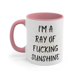 i'm a ray of fucking sunshine ceramic coffee mug, 11-15 oz tea cup funny sarcastic snarky swear profanity rude humorous