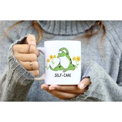self care yoga frog - ceramic coffee mug, frog lover gift, aesthetic self love, mental health froggy, cute positive quot