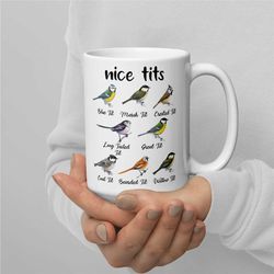 nice tits mug bird lovers gift adult coffee mug funny bird mug great tits tit birds gift for men/biologists