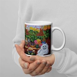 louis wain mug cat mug flower lovers cat gift wain cat lover funny cup fine art quality print magical art