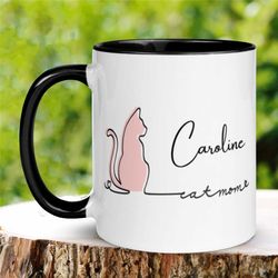 cat mom mug, custom cat mug, mug for cat lover, personalized cat mom, gift for cat lover, gift for crazy cat lady, cat c