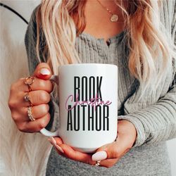 personalized book author white mug, custom name book writer tea cup, new future author minimalist mug, bookworm literary