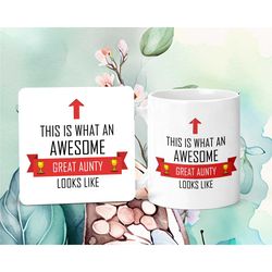 gift for great auntie, coffee mug, this is what an awesome great auntie looks like, best auntie mug, best auntie gift