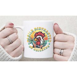 easily distracted by chickens funny mug,  novelty gift for family and colleagues, unique & cute gifts for men and women