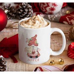 personalised christmas gnome gonk mug - fun family christmas mug - novelty mug / enamel mug option , xmas gift , office