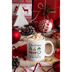 christmas with my gnomies - funny family christmas mug - novelty mug/cup xmas gift , office secret santa gift / workplac