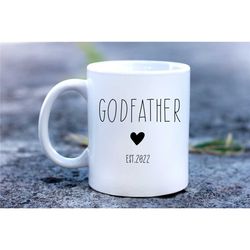godfather coffee mug with est year, godfather gift, personalised godfather mug, pregnancy reveal for godfather custom gi