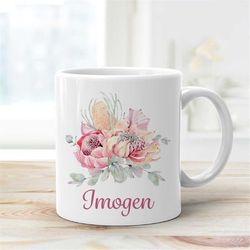 floral mug - personalised mug - protea coffee mug - australian native plant