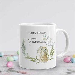 personalised easter mug - personalised ceramic mug - eucalyptus bunny